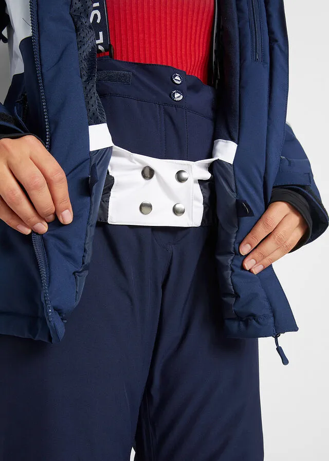 CHAQUETA FUNCIONAL DE ESQUí CON CAPUCHA Y MATERIAL IMPERMEABLE AZUL MARINOBLANCO