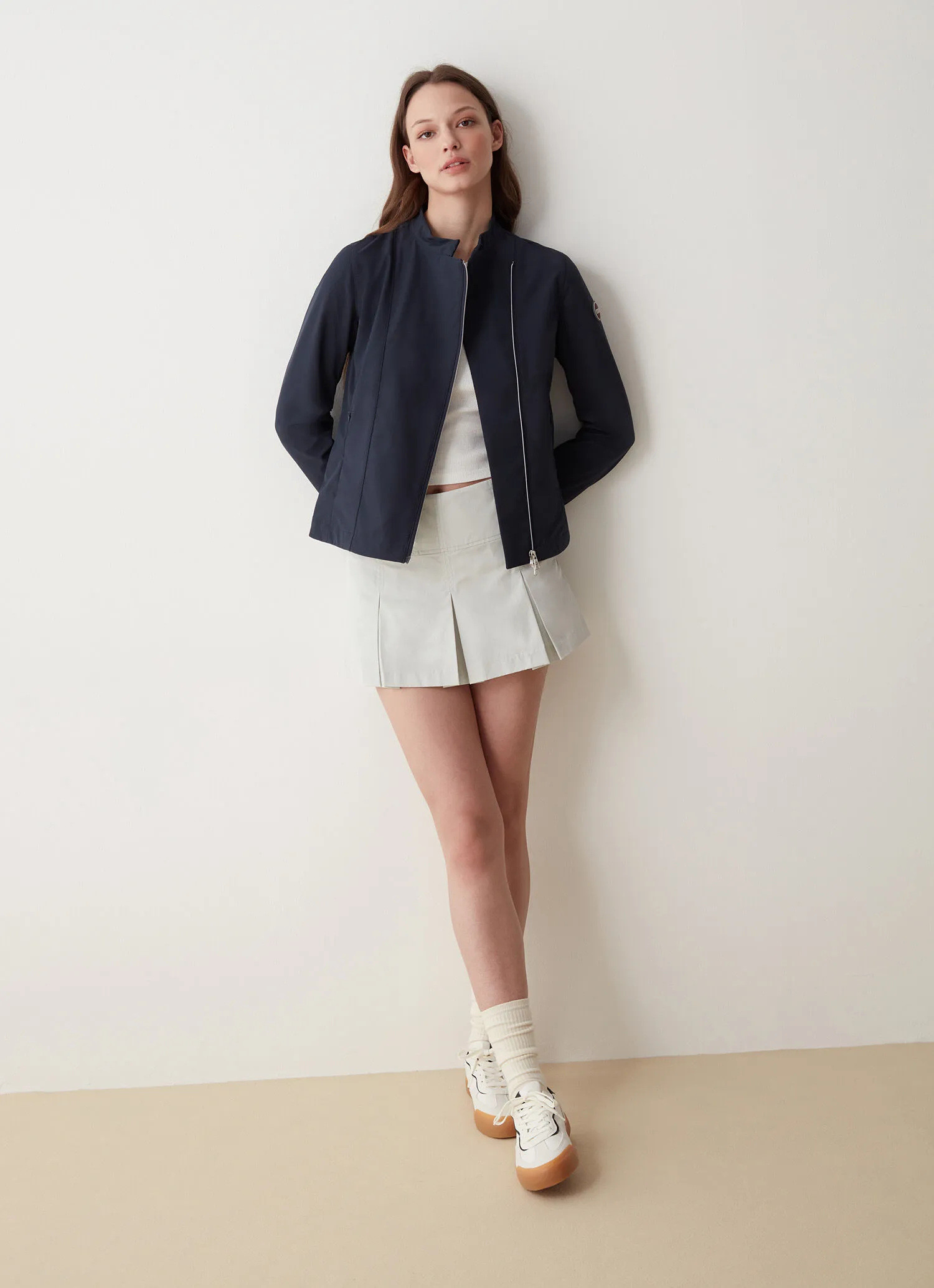 Chaqueta motera de softshell con cuello mao