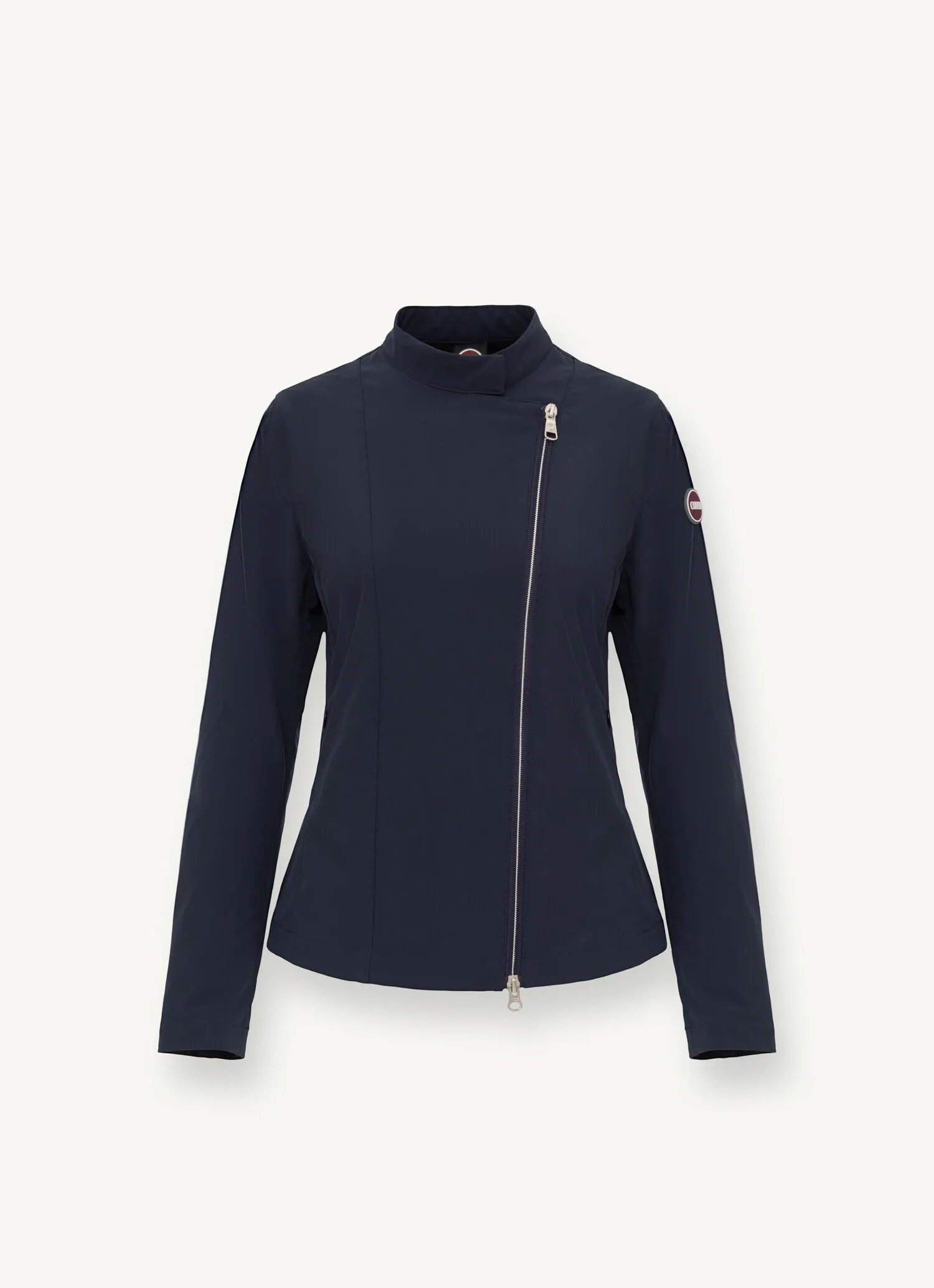 Chaqueta motera de softshell con cuello mao
