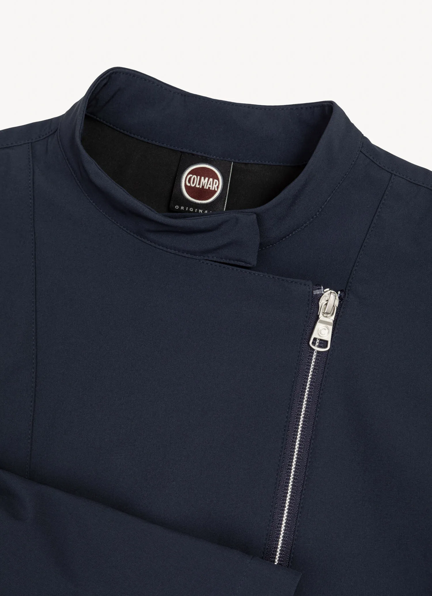 Chaqueta motera de softshell con cuello mao