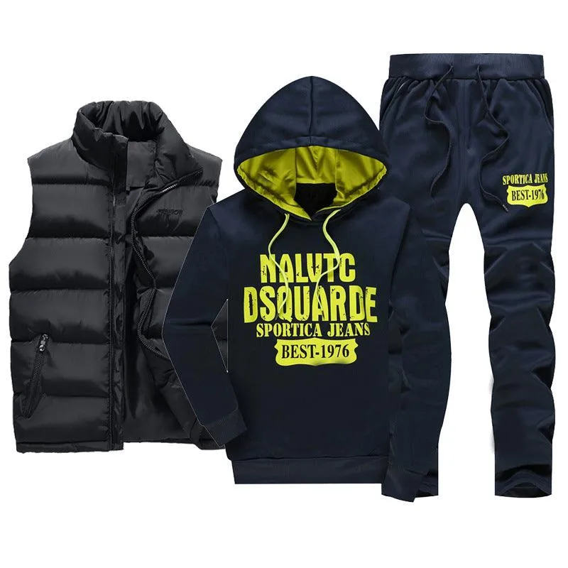 Chándal hombre de tres piezas chaleco, sudadera y pantalón