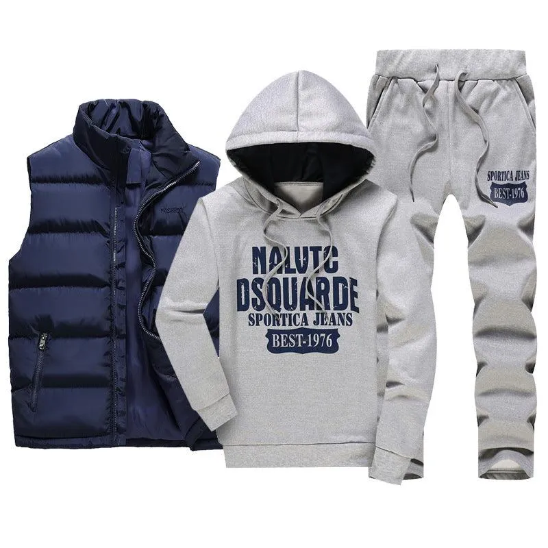 Chándal hombre de tres piezas chaleco, sudadera y pantalón