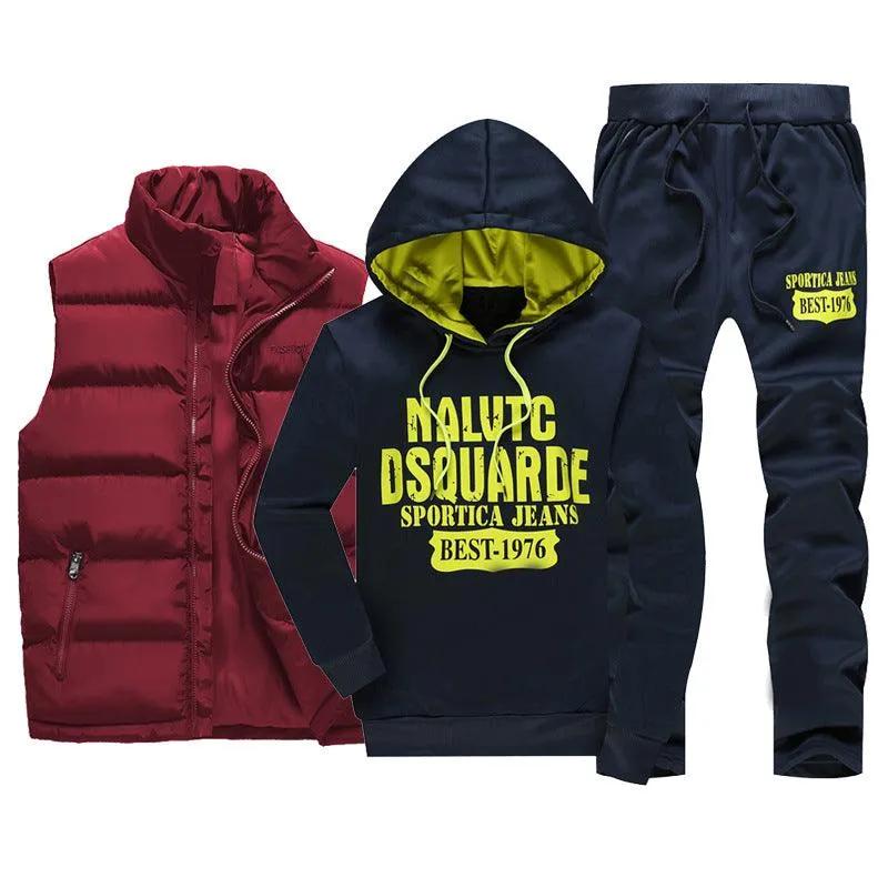 Chándal hombre de tres piezas chaleco, sudadera y pantalón