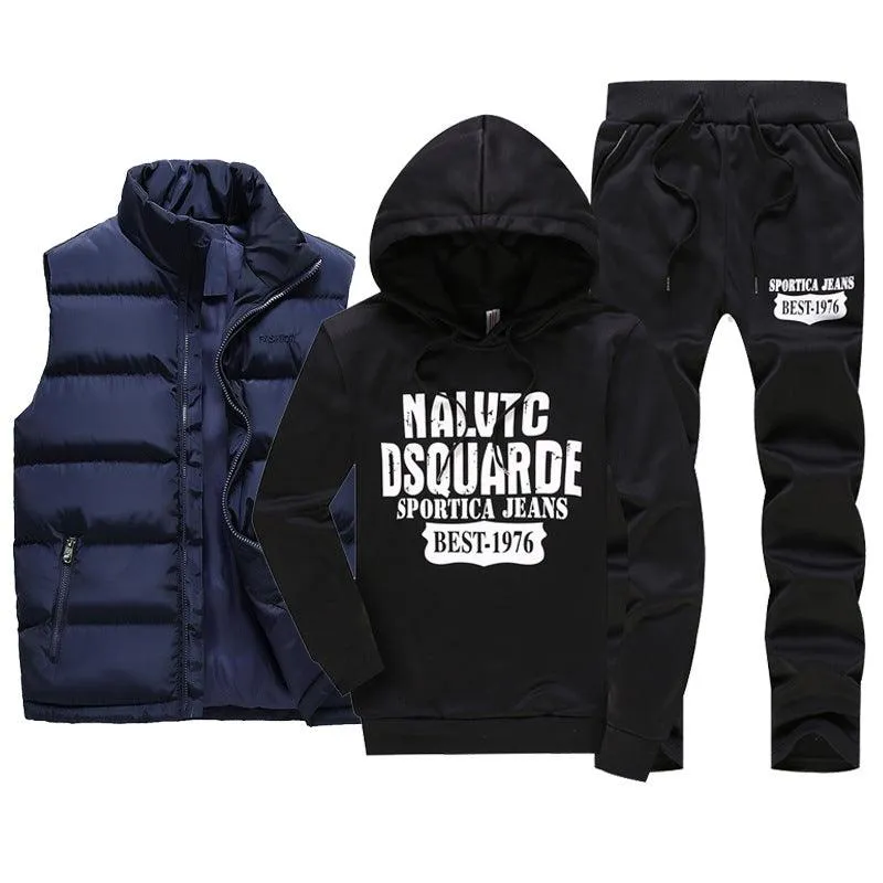 Chándal hombre de tres piezas chaleco, sudadera y pantalón