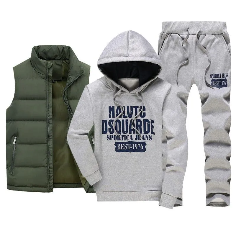 Chándal hombre de tres piezas chaleco, sudadera y pantalón