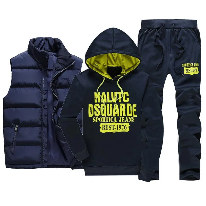 Chándal hombre de tres piezas chaleco, sudadera y pantalón