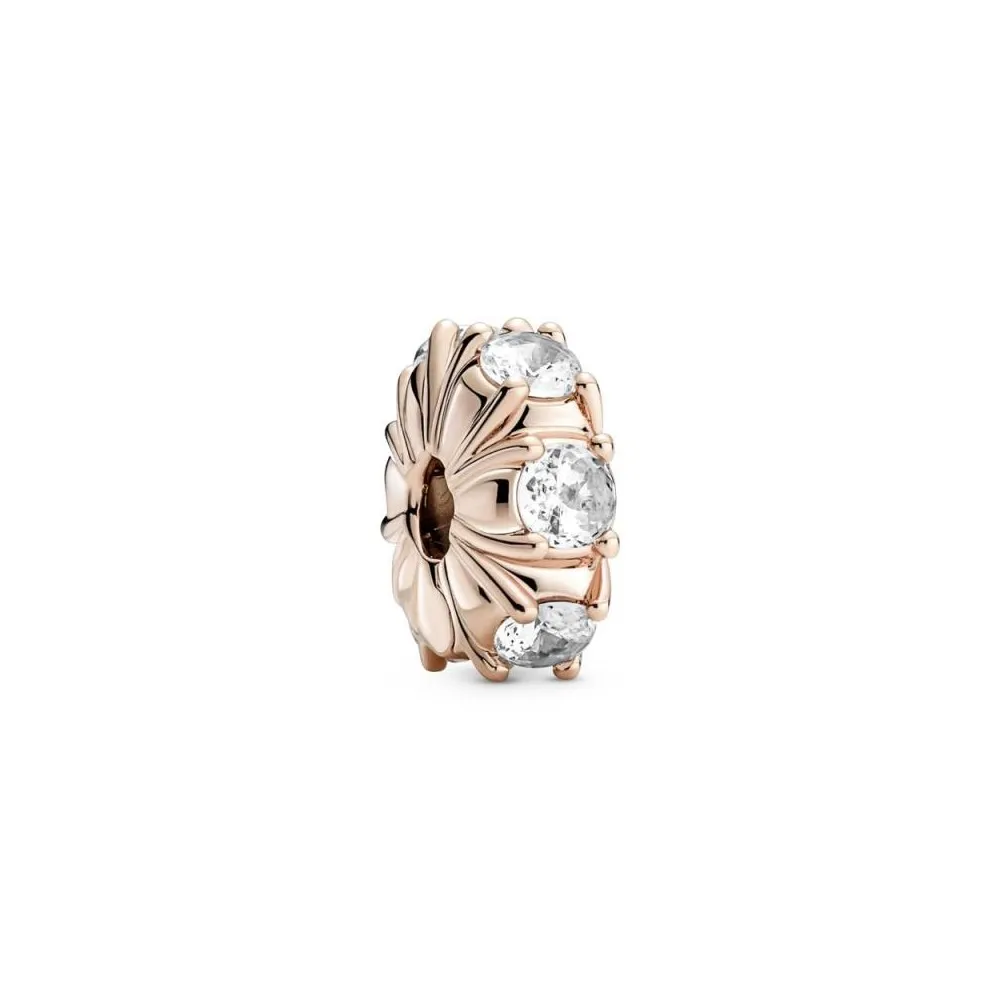 Clip con recubrimiento de oro rosa de 14k con circonitas cúbicas
