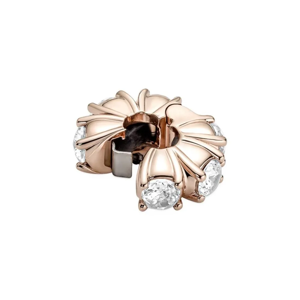 Clip con recubrimiento de oro rosa de 14k con circonitas cúbicas