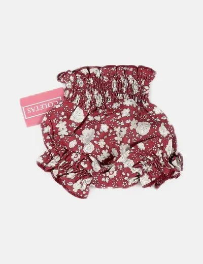 COLETAS Cubrepañal granate estampado floral