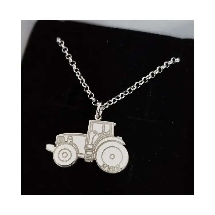 Colgante tractor personalizado + cadena  plata de ley
