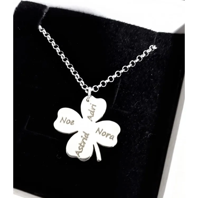 Colgante Trébol personalizado plata de ley