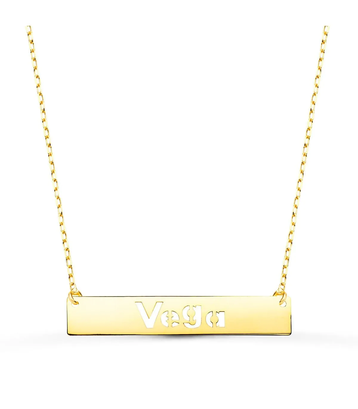 Collar nombre personalizado barra Oro Amarillo 18K S
