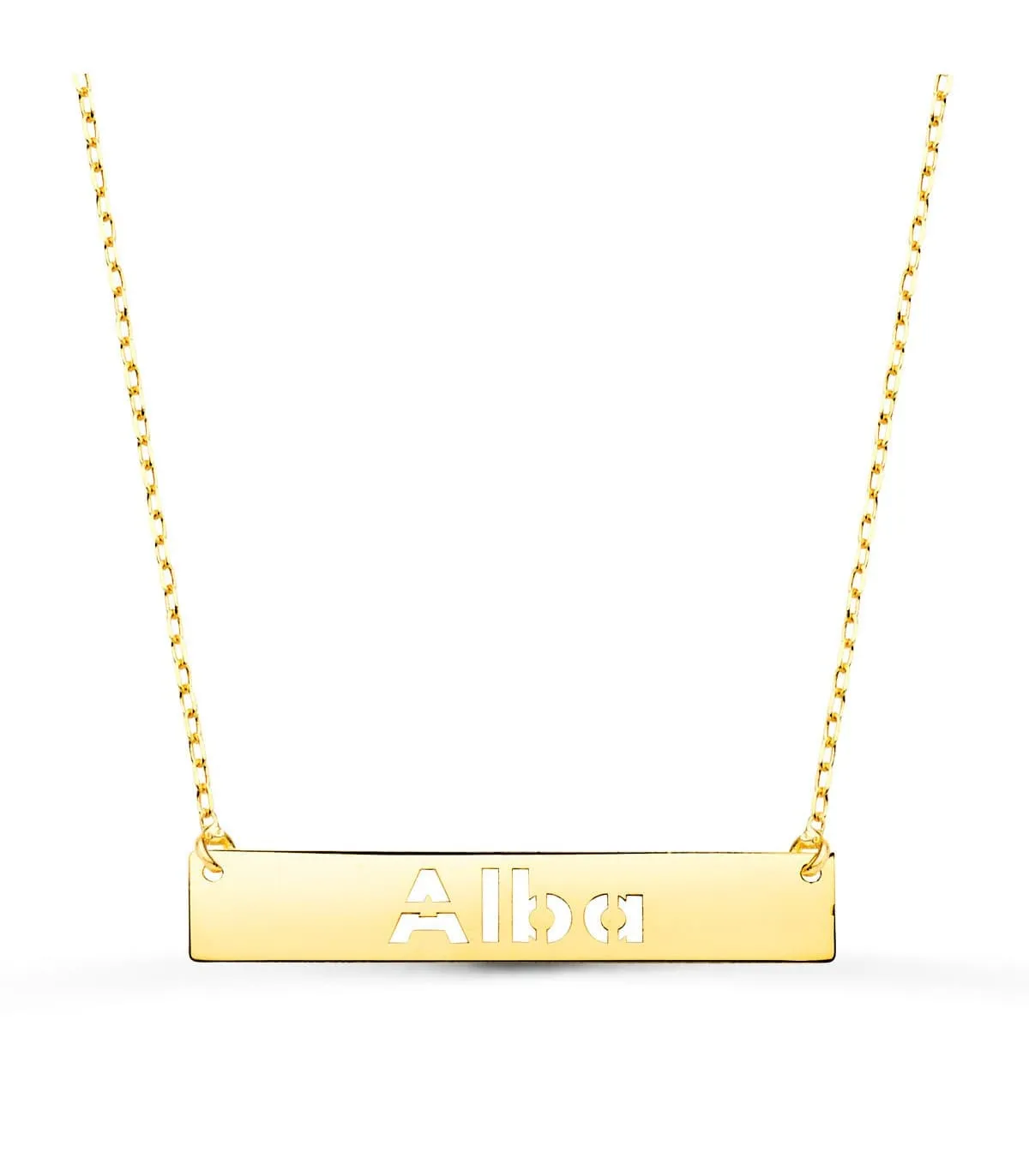 Collar nombre personalizado barra Oro Amarillo 18K S