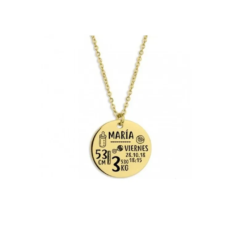 Collar personalizado datos de NACIMIENTO niños plata de ley