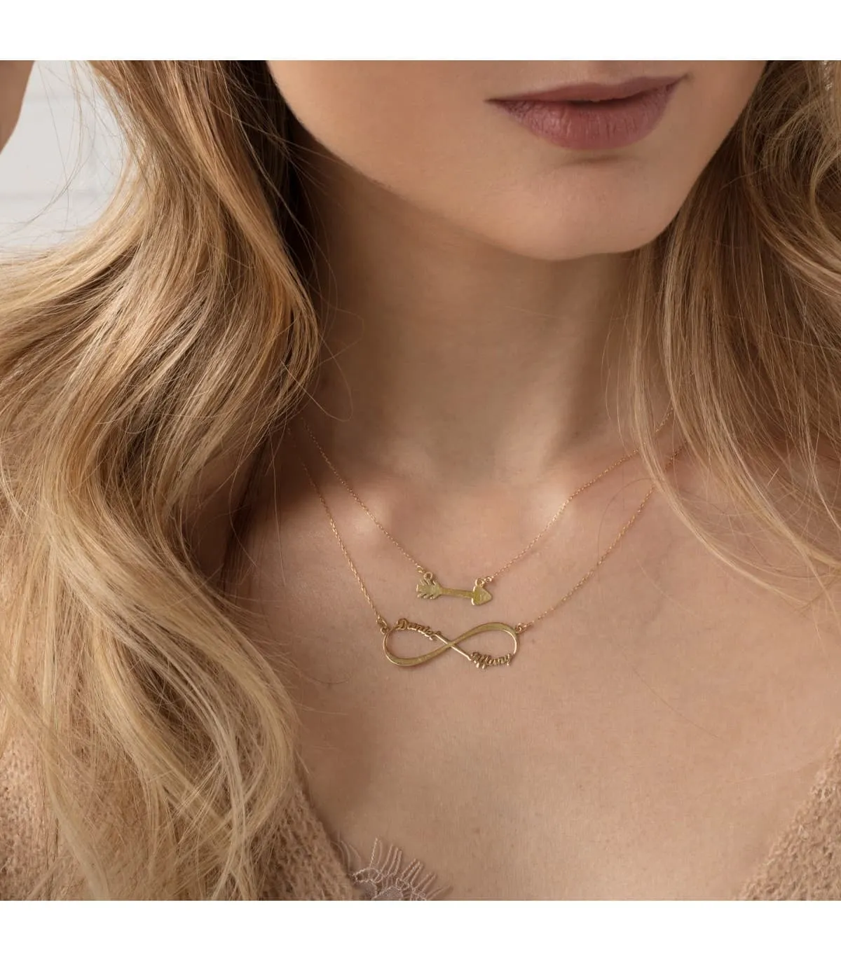 Collar personalizado infinito Oro 18K Dos nombres