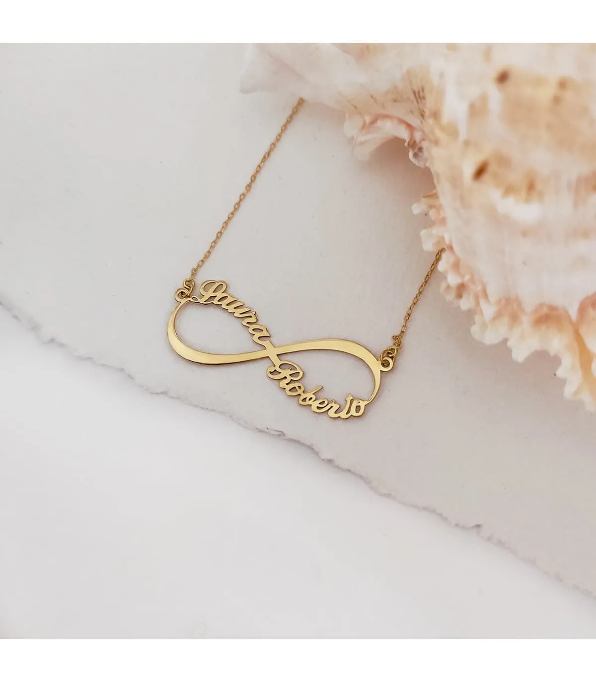 Collar personalizado infinito Oro 18K Dos nombres