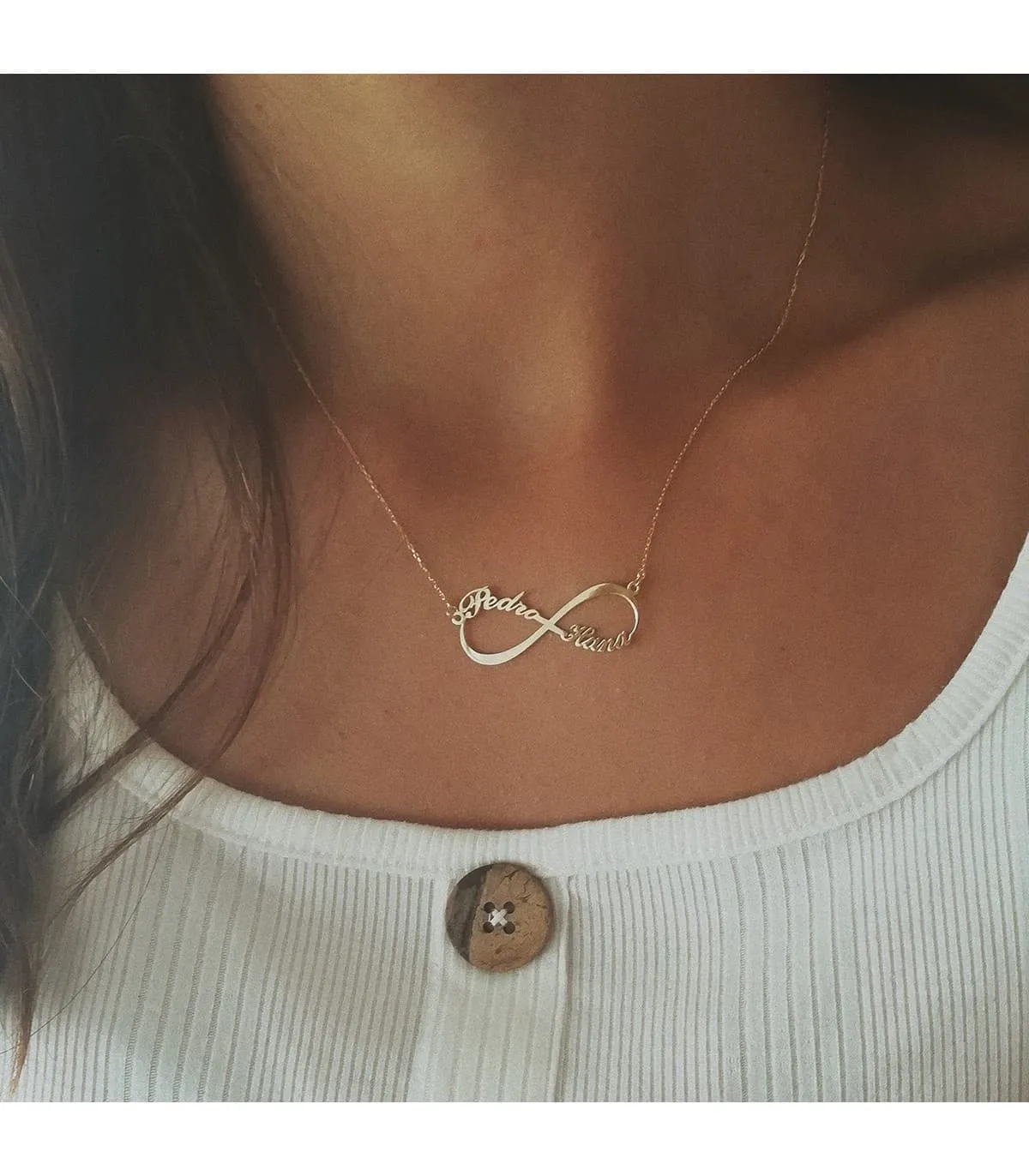 Collar personalizado infinito Oro 18K Dos nombres