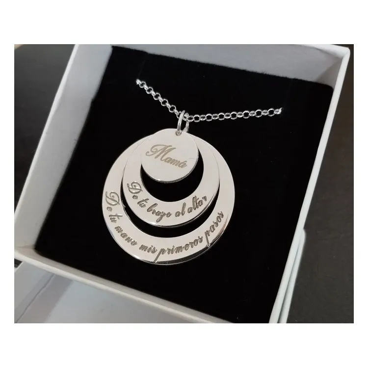 Collar personalizado  medalla y aros plata de ley