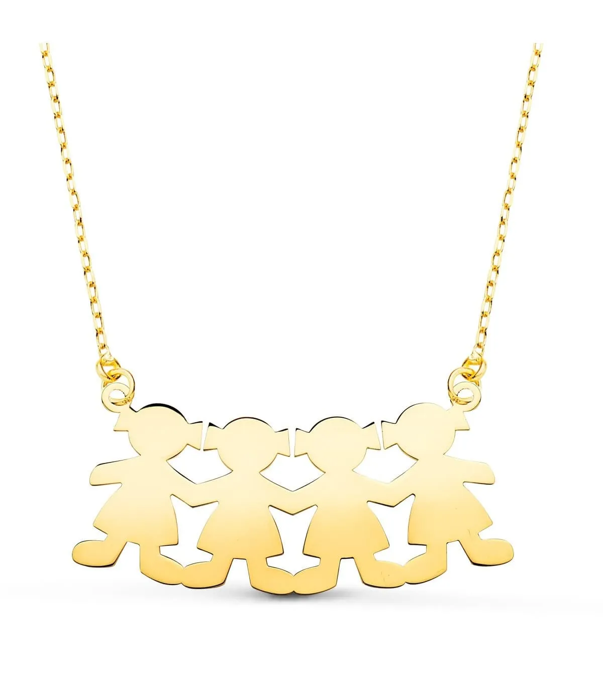Collar personalizado silueta 4 niñas Oro 18K