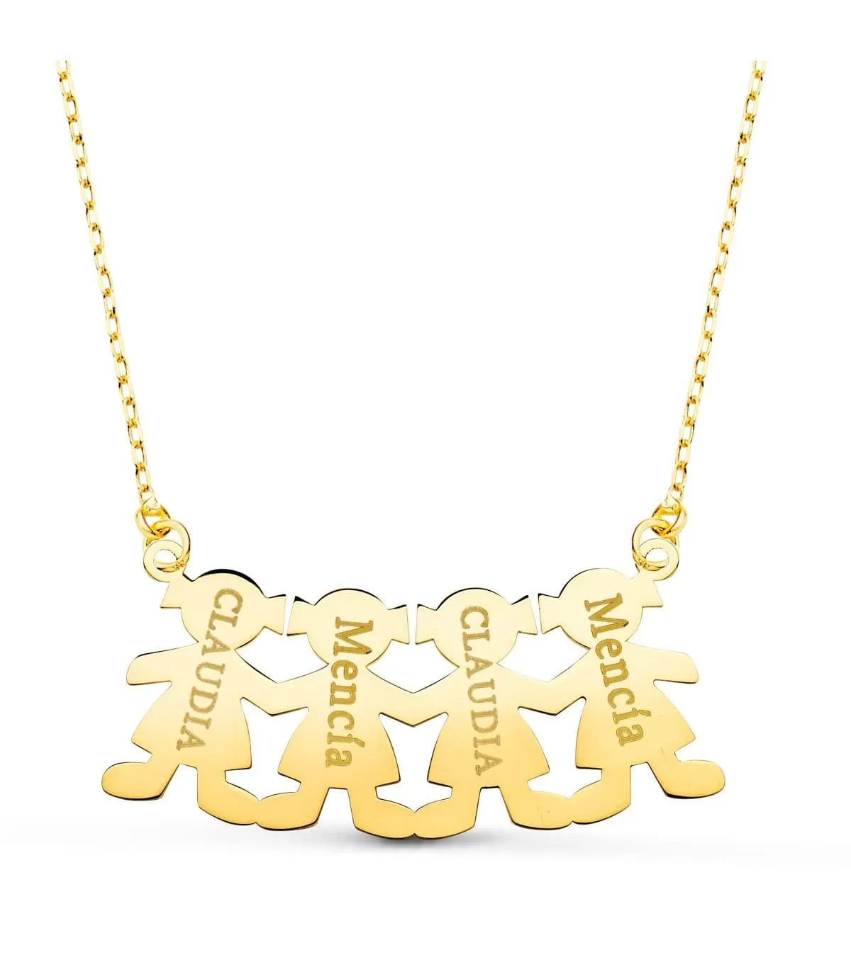 Collar personalizado silueta 4 niñas Oro 18K