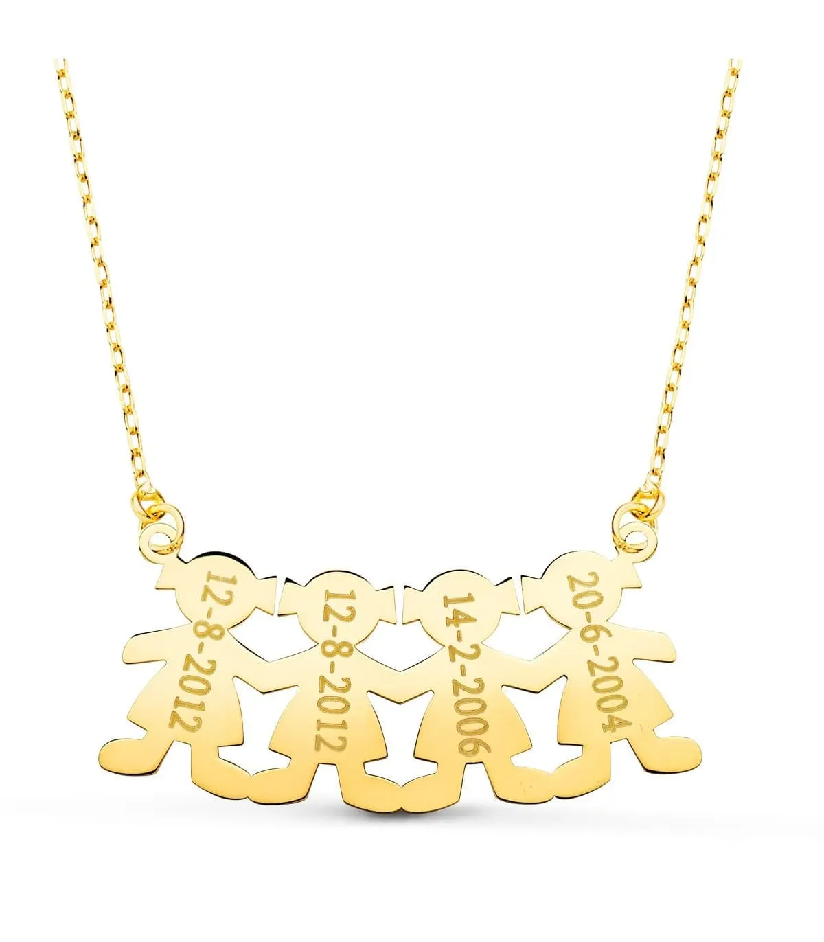 Collar personalizado silueta 4 niñas Oro 18K