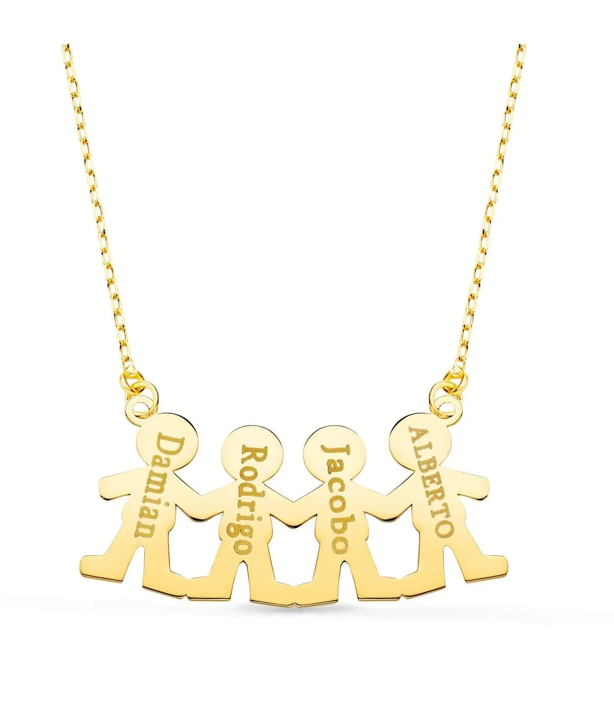 Collar personalizado silueta 4 niños Oro 18K