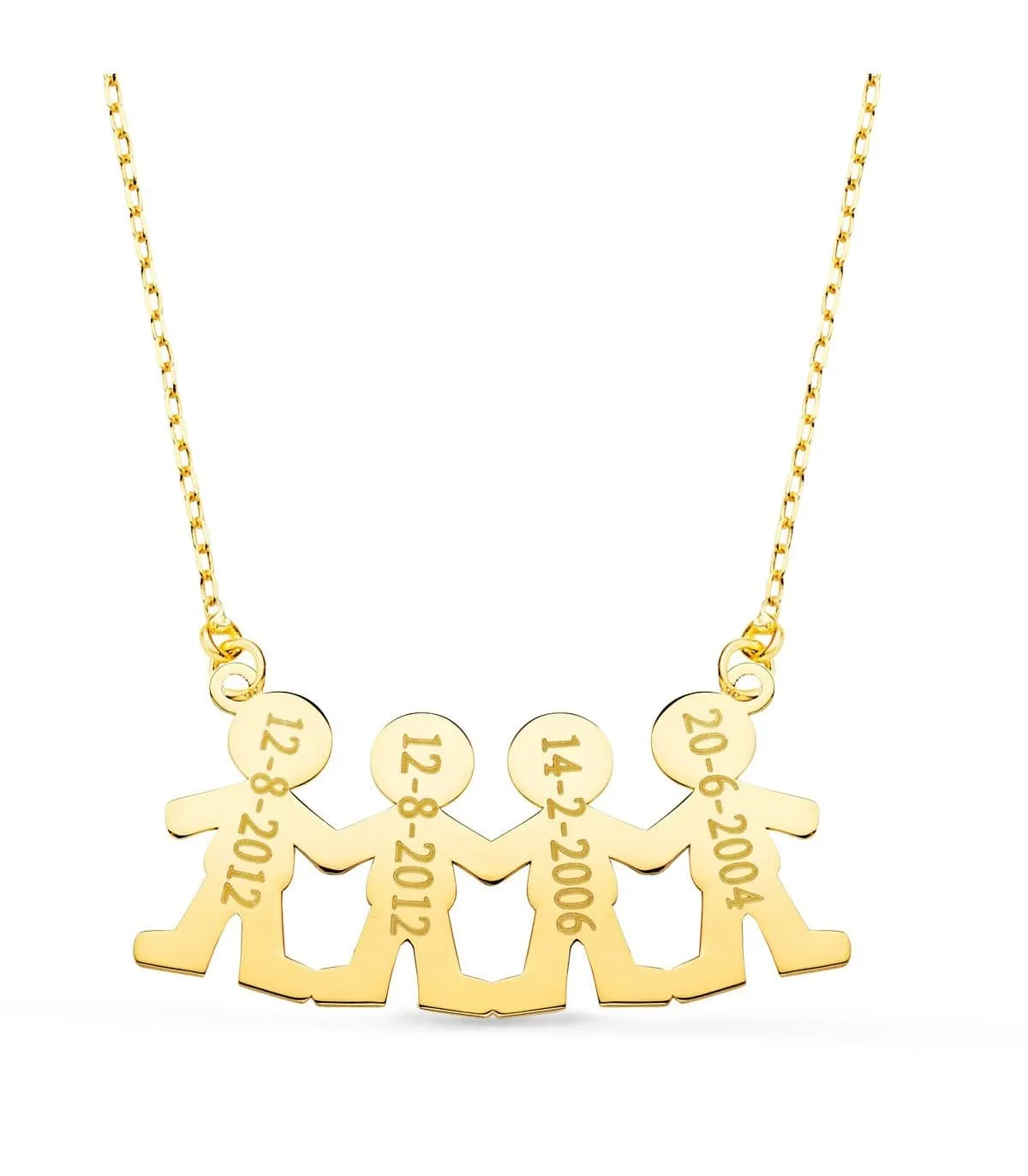 Collar personalizado silueta 4 niños Oro 18K