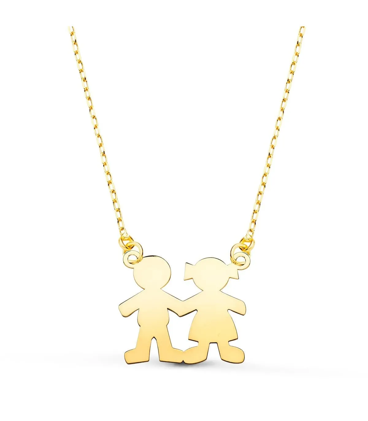 Collar personalizado silueta niño y niña Oro 18K