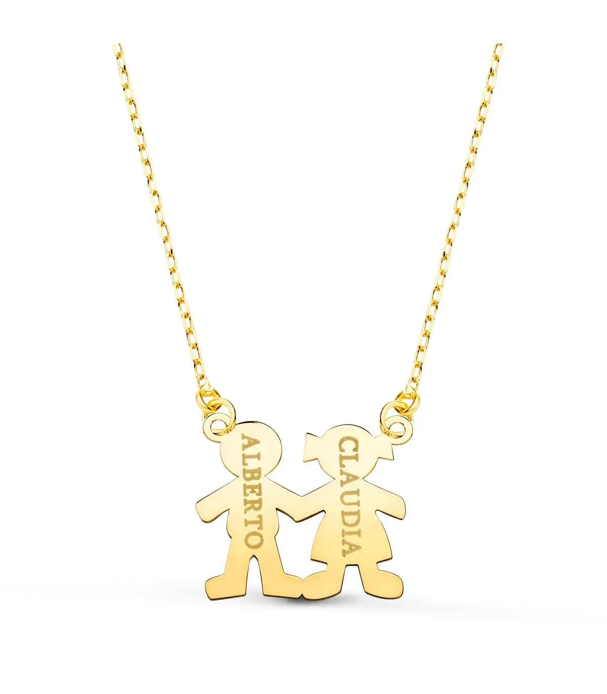 Collar personalizado silueta niño y niña Oro 18K