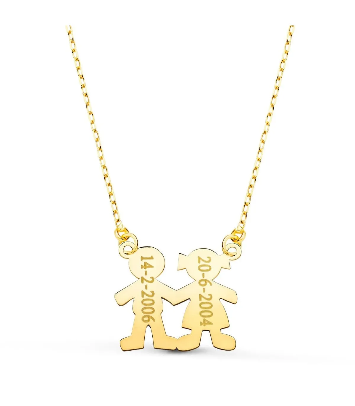 Collar personalizado silueta niño y niña Oro 18K