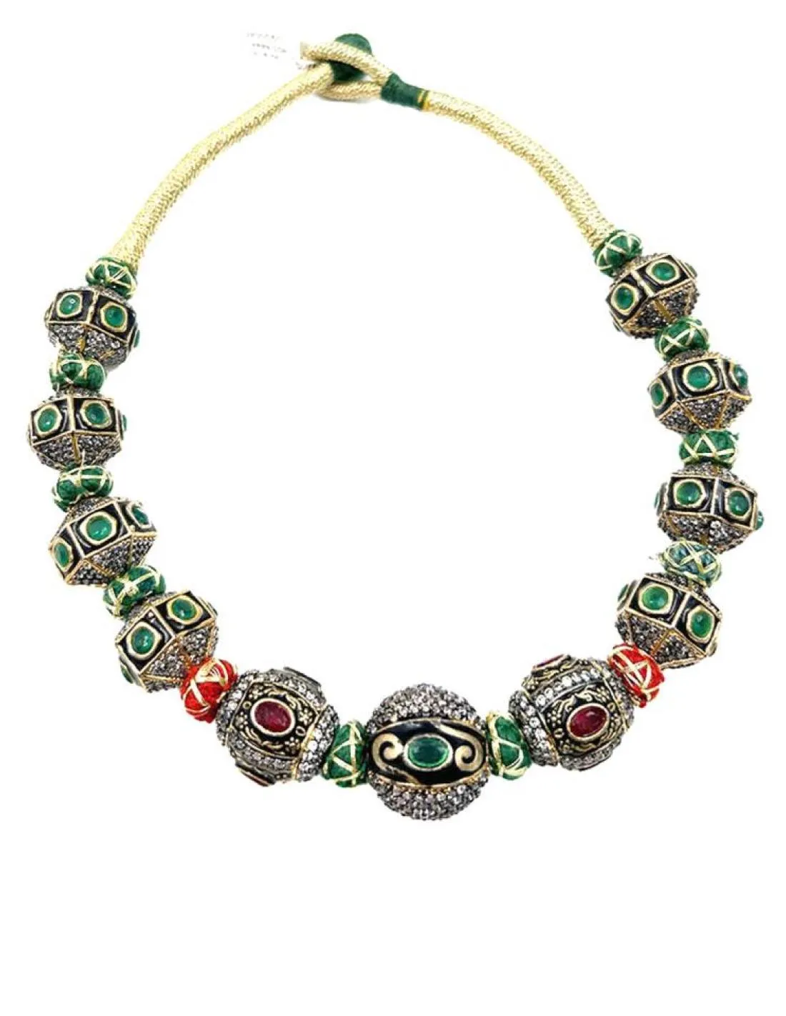 COLLARES CORTOS MUJER JOYERIA INDIA TRADICIONAL CON PIEDRA JADE Y GRANATE