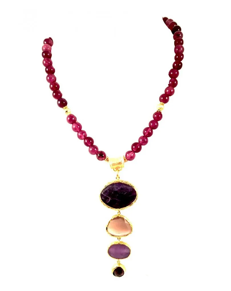 COLLARES DE BISUTERIA CON BONITO COLGANTE DE PIEDRAS AMATISTA