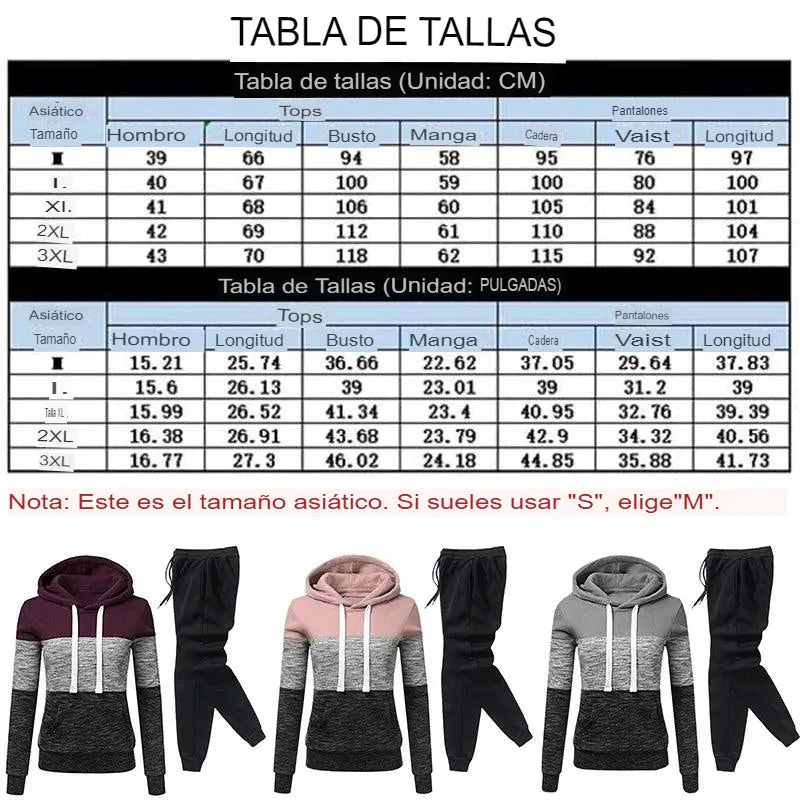 conjunto chándal mujer de 2 piezas tricolor