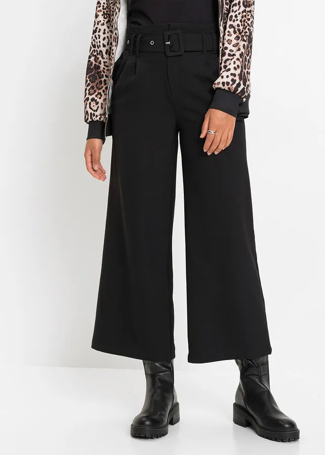 Culotte con cinturón Negro