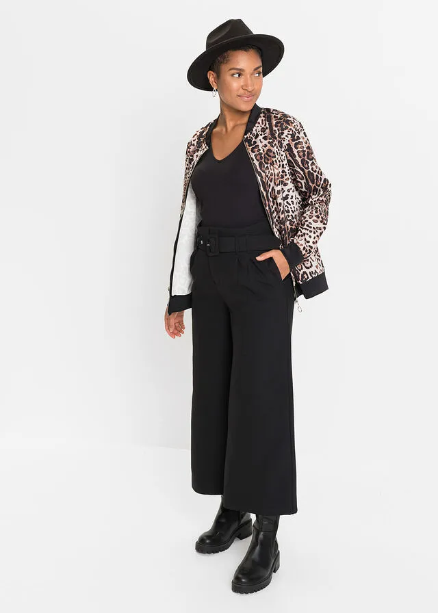 Culotte con cinturón Negro
