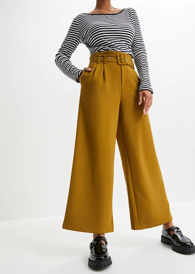 Culotte con cinturón Verde tierra