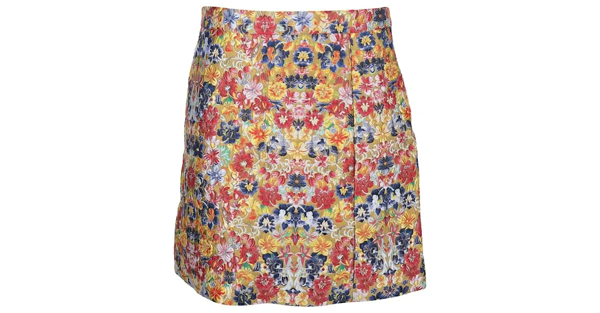 Céline Minifalda de brocado floral Celine en poliéster multicolor 