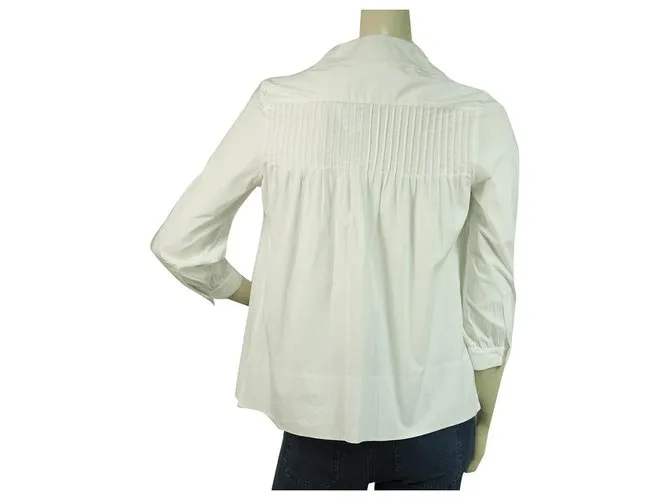 Diane Von Furstenberg DVF KAY camiseta blanca tipo túnica con botones y pliegues en la espalda 8 Blanco 