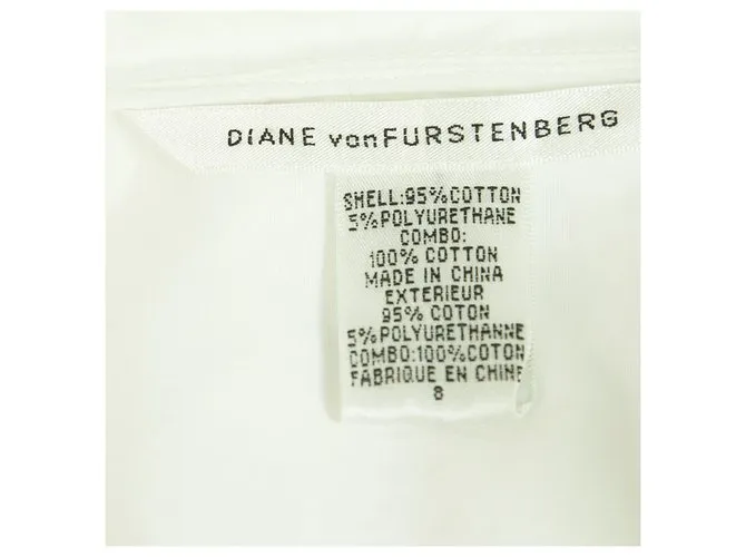 Diane Von Furstenberg DVF KAY camiseta blanca tipo túnica con botones y pliegues en la espalda 8 Blanco 