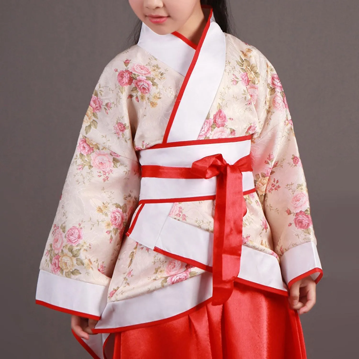 DISFRAZ DE HANFU TRADICIONAL CHINO PARA NIñAS CON ESTAMPADO DE GUZHENG, ROSA, TAMAñO 160CMDWDZ