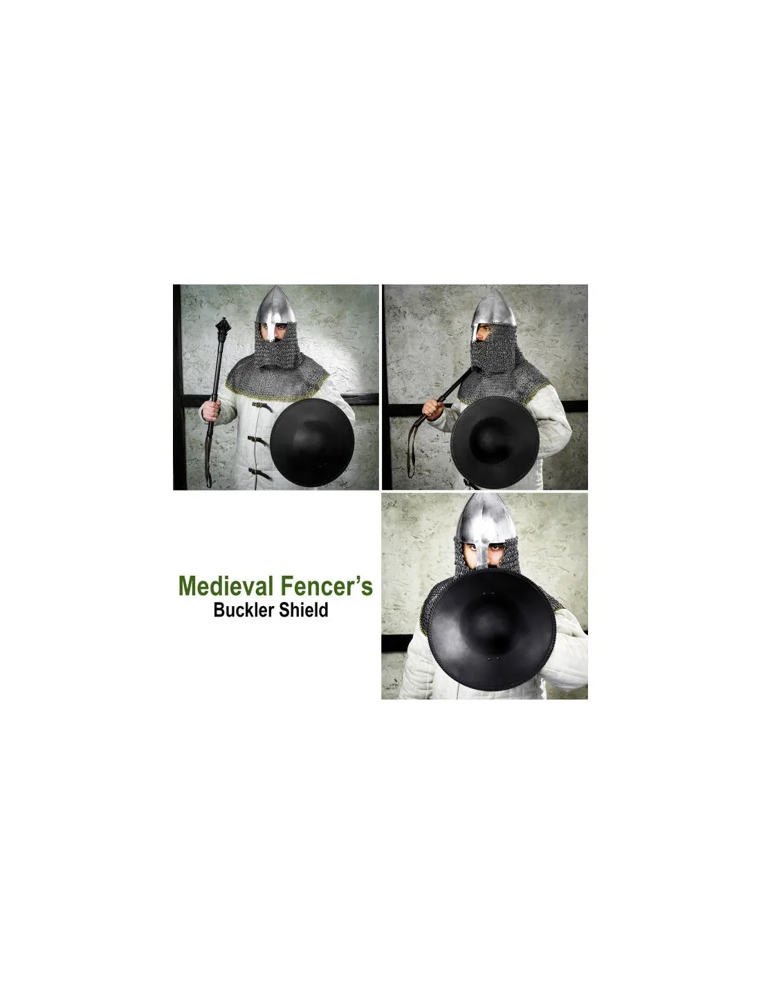 Escudo medieval funcional redondo para esgrima histórica