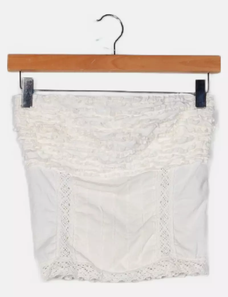 ESENCIA IBIZA Top palabra de honor blanco detalle crochet