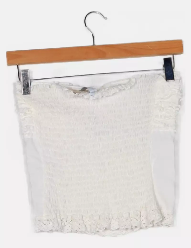 ESENCIA IBIZA Top palabra de honor blanco detalle crochet