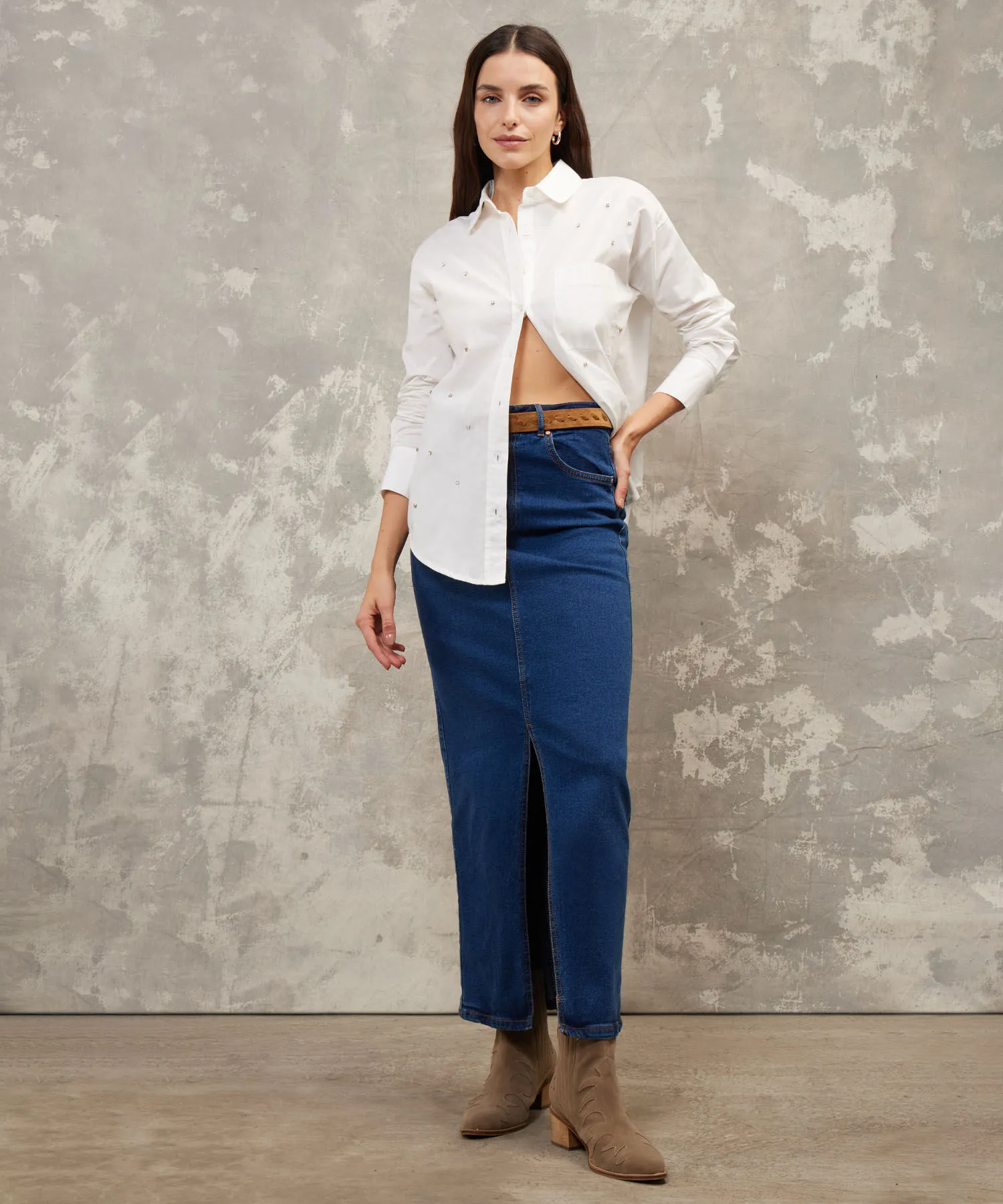 FALDA MAXI EN DENIM