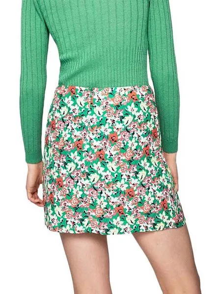 falda pepe jeans nora verde floral para mujer