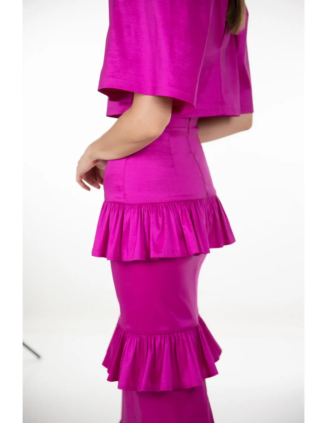 FALDA TAFETÁN FUCSIA