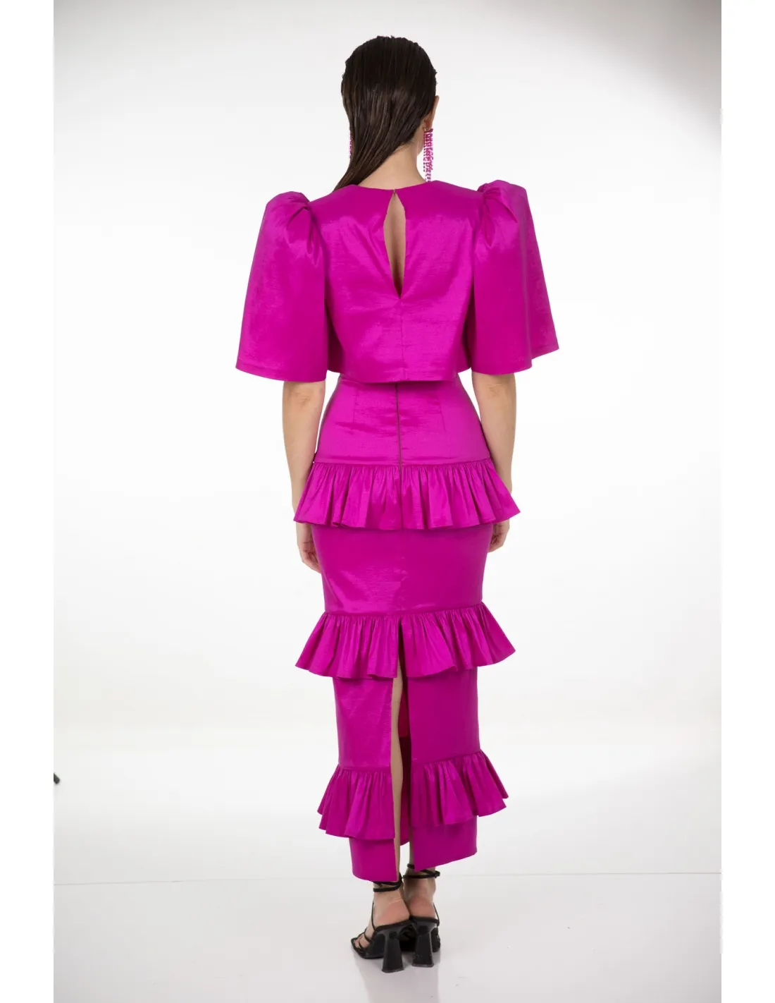 FALDA TAFETÁN FUCSIA