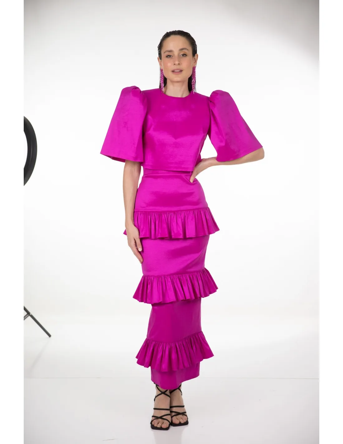 FALDA TAFETÁN FUCSIA