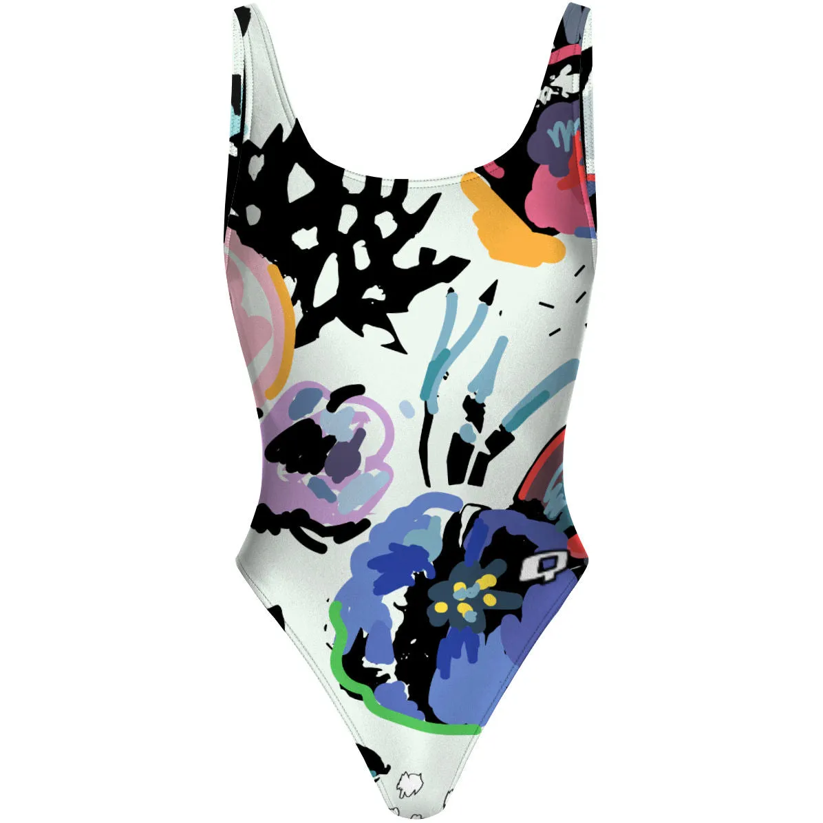 FLORAL SPLASH  HIGH HIP ONE PIECE SWIMSUIT