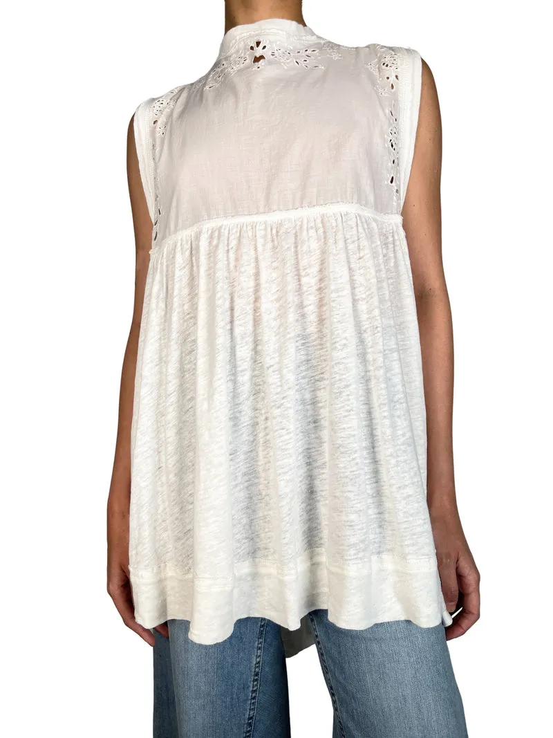 FREE PEOPLE Polera Broderie Escote en Espalda